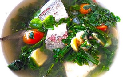Tinolang Isda with Malunggay (Fish Ginger Soup with Moringa Leaves)
