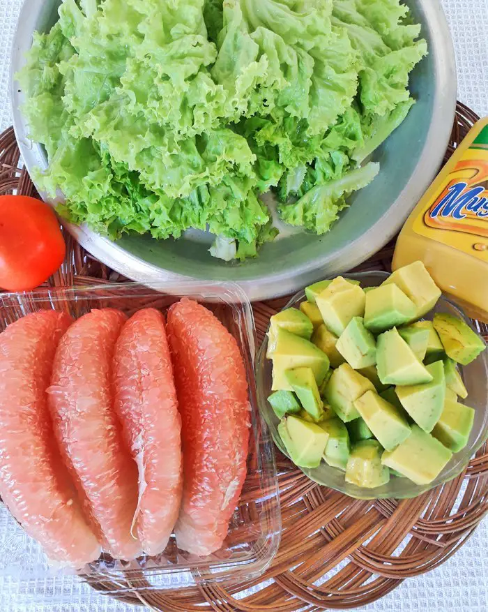 Pomelo and Avocado Salad with Lettuce Recipe Ingredients, Pomelo and Avocado Salad Ingredients, Mom Food Blog