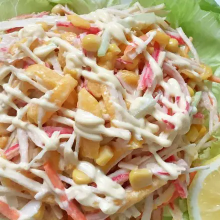 Kani Salad with Sweet Corn and Mango (Japanese Crab Salad)